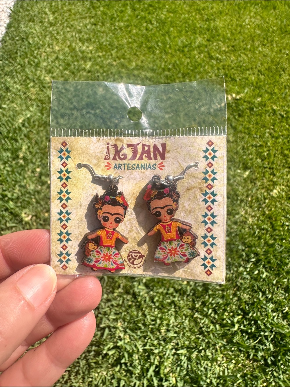 Frida Khalo Earrings - fuchsia and  Multicolor
